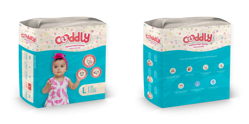 Cuddly Diapers Packaging Design