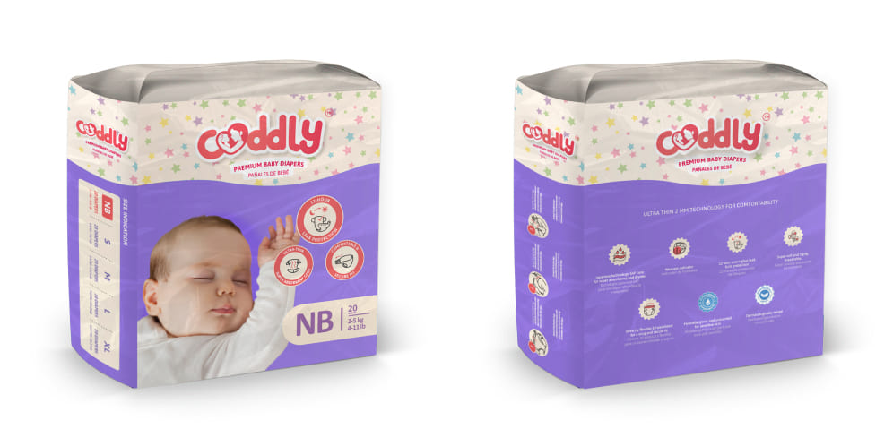 Cuddly Diapers Packaging Design