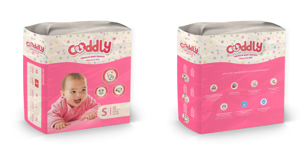 Cuddly Diapers Packaging Design