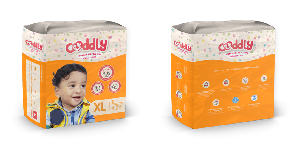 Cuddly Diapers Packaging Design